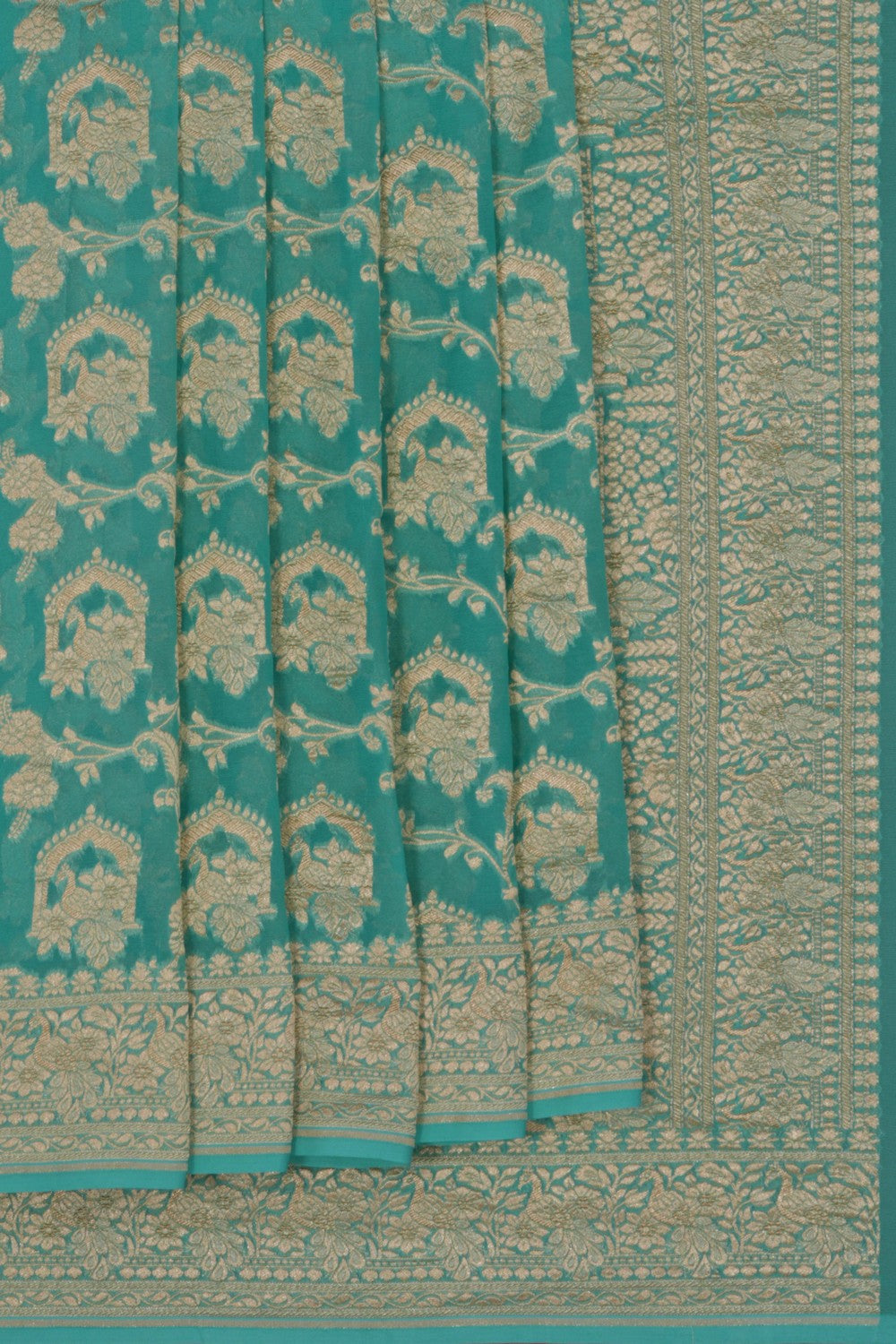Image of Banarasi Georgette Sea Green Saree